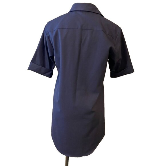 Navy Blue Button-Up Shirt Dress - Picture 2 of 6